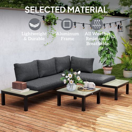 Outsunny pcs Garden Sectional Sofa Side Table Furniture Set w Cushion