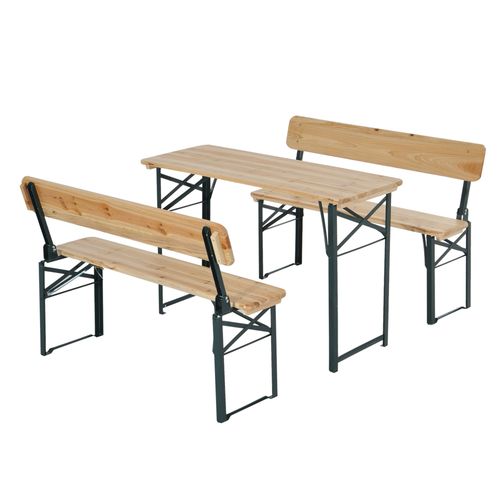 Outsunny PC Wooden Garden Picnic Set Patio Dining Table Bench Chair Party