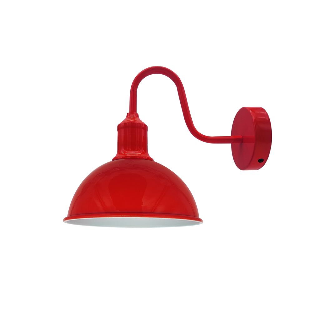 Vintage Industrial Wall Light Dome Metal E Indoor Lamp~ - Red No