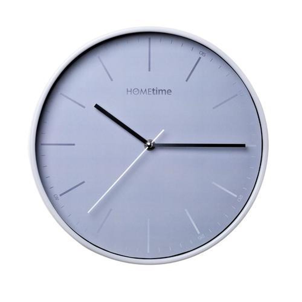 Hometime Round Wall Clock Light Grey Foil Numbers