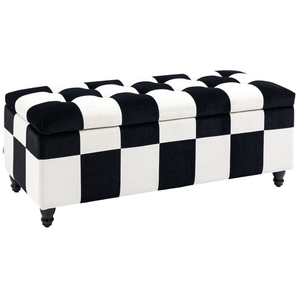 Premium Velvet Storage Ottoman: Button-tufted Footstool Box, Spacious and Stylish