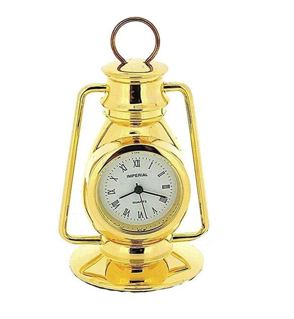 Gold Plated Metal Hurricane Lamp Clock - Solid Brass - Limited Stock - High Quality