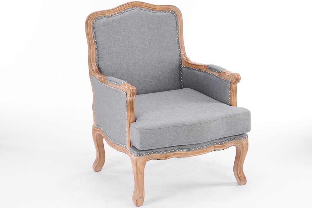 Premium CM Grey Linen Armchair - Stylish & Versatile Furniture for Home, Office, and Hotels