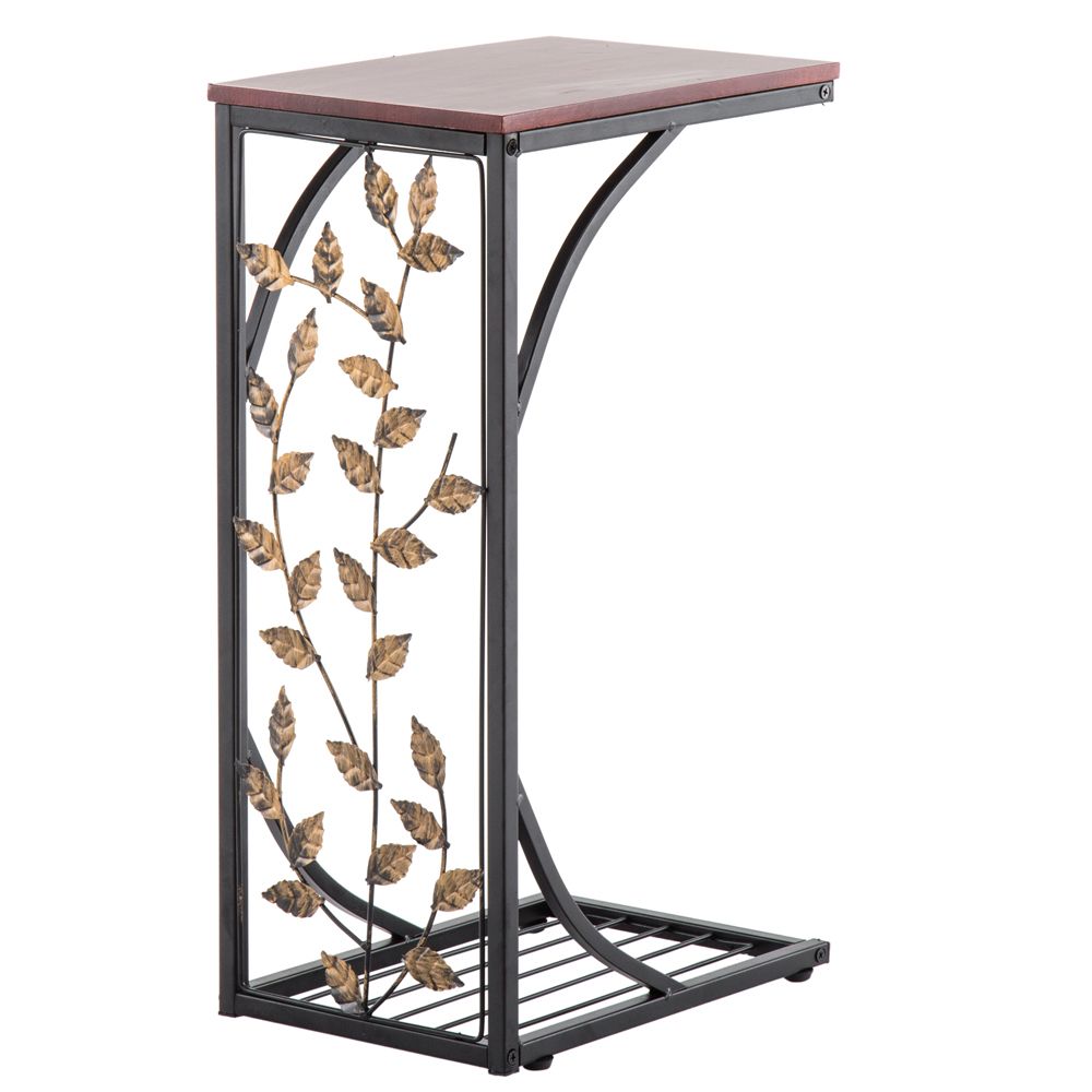 Leaf Pattern Iron Side Table Coffee Table Brown *.*CM