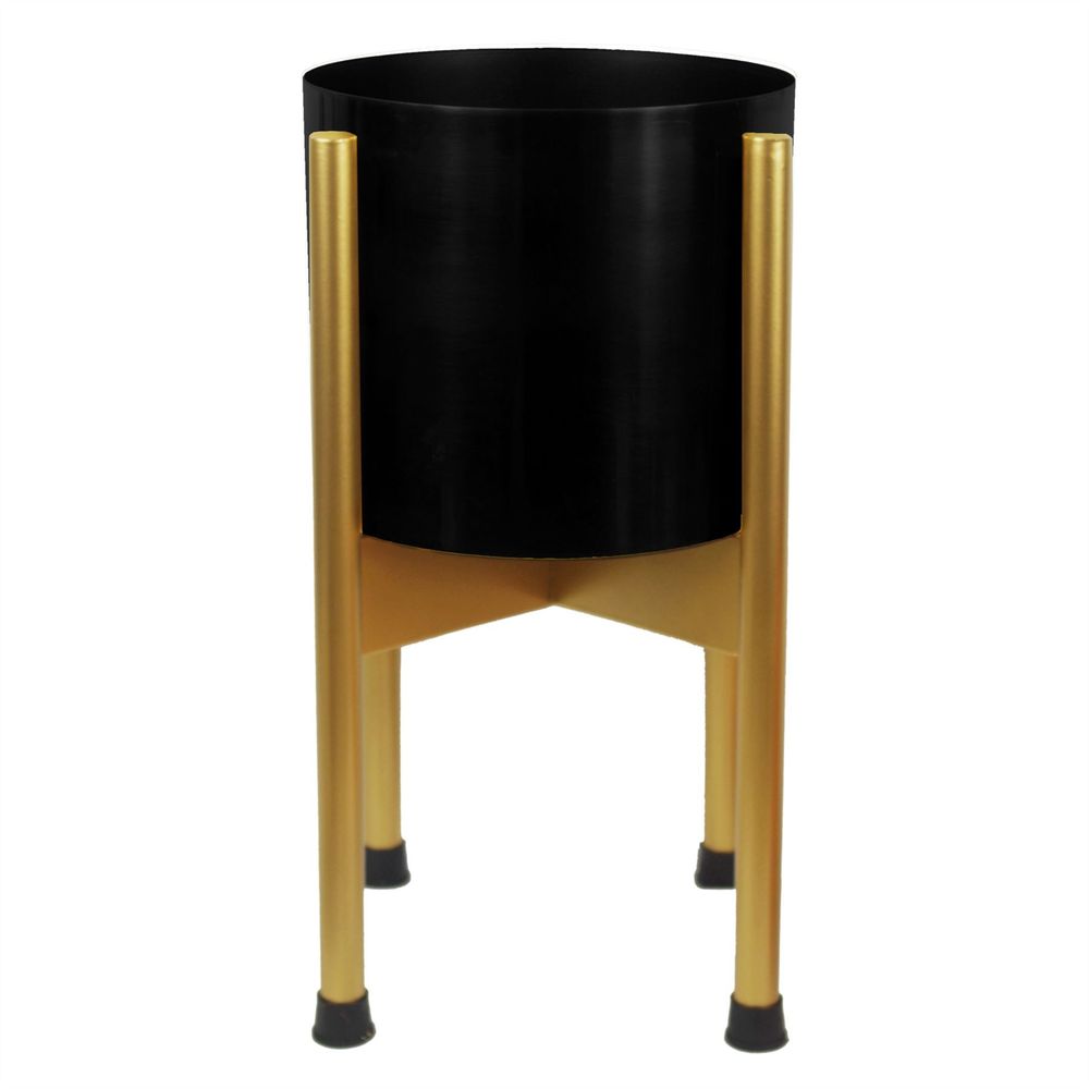 Medium Gold Stand with Black Metal Planter . x