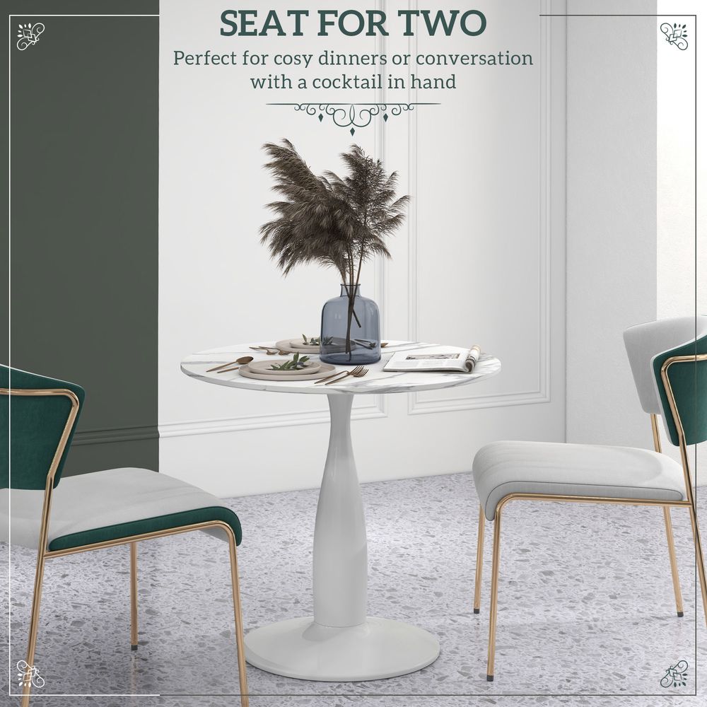 HOMCOM Round Dining Table with Steel Base for Living Room, Dining Room