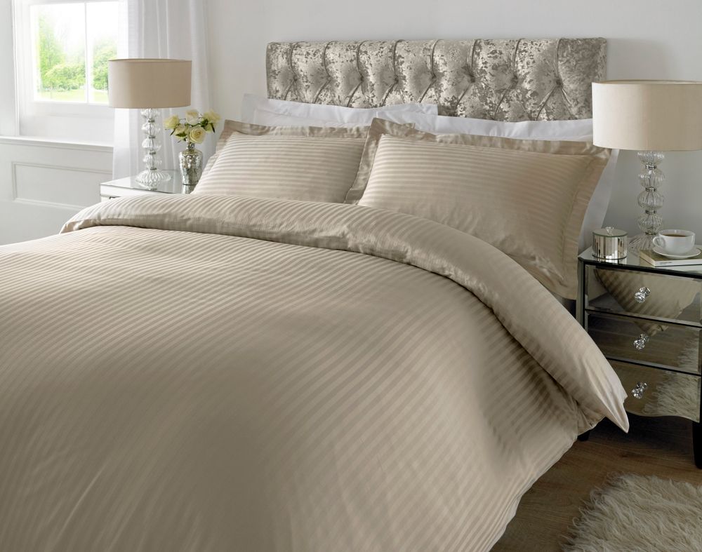 TC - % Cotton Sateen Stripe Duvet Cover Set Humus