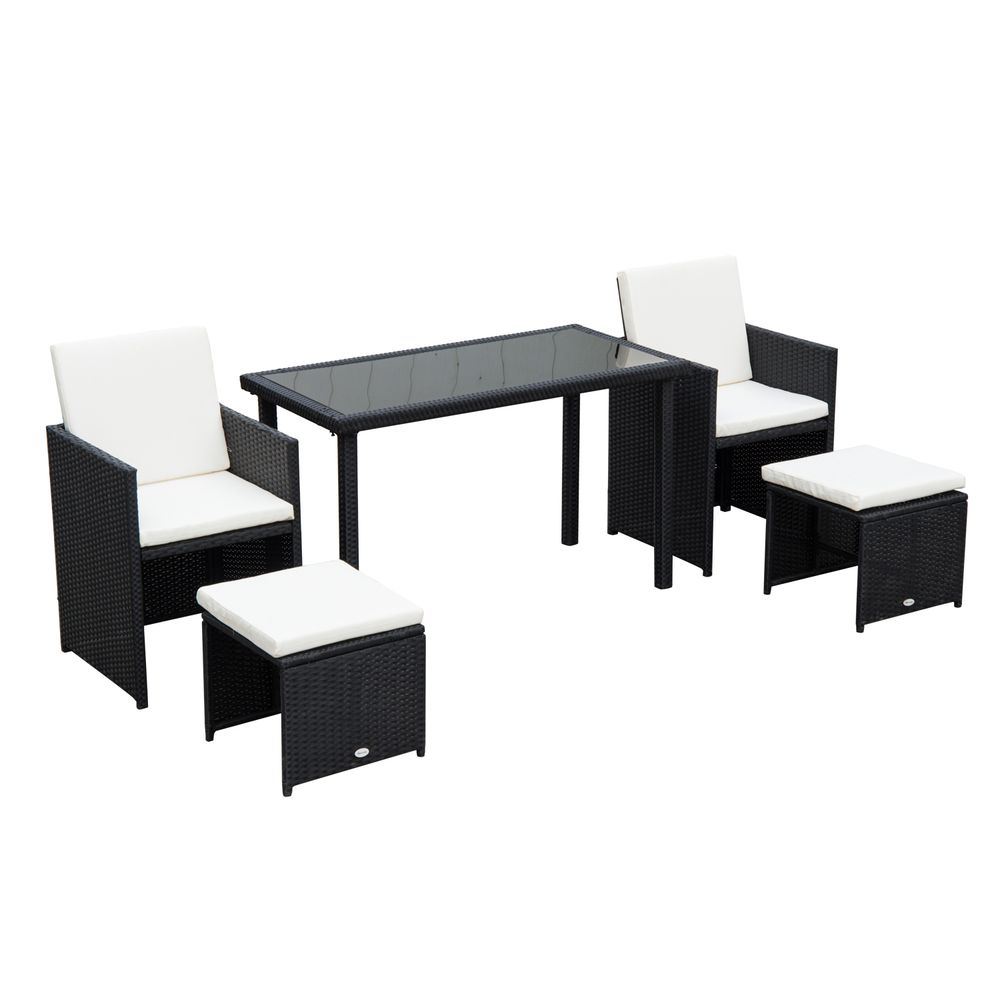 Compact PC Rattan Garden Furniture Set: Wicker Weave, Sofa, Dining, Table, Chair, Footrest