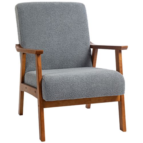 HOMCOM Boucle Accent Chair Armchair W Wide Seat for Living Room Bedroom