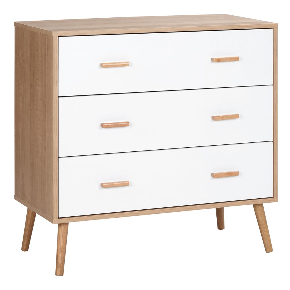 HOMCOM Chest of Drawers with Drawers, Bedroom Cabinet, Storage Organizer for Living Room, White and Natural