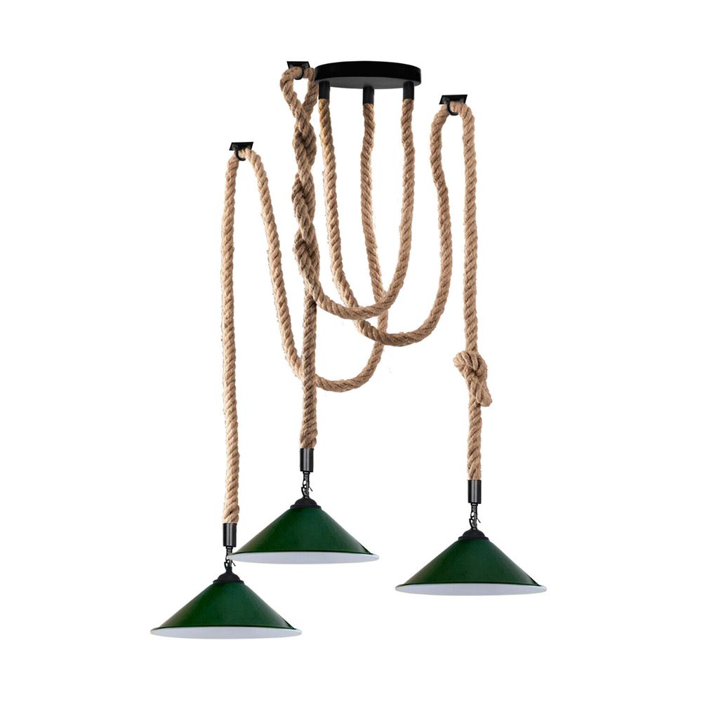 Industrial Pendant Light Retro Vintage Chandelier Hemp Rope Ceiling spider - without bulb