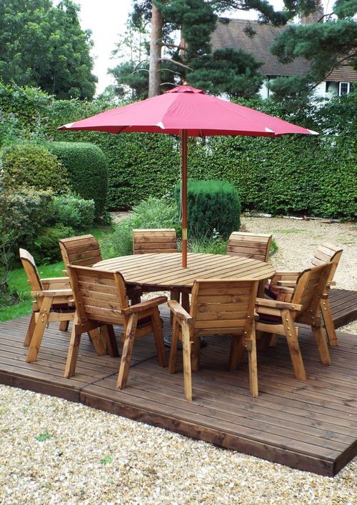 Premium -Seater Solid Wood Circular Table Set - With Grey Cushion