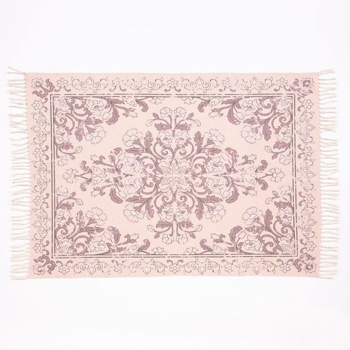 Kew Antique Printed x Mauve Rug with Tassel