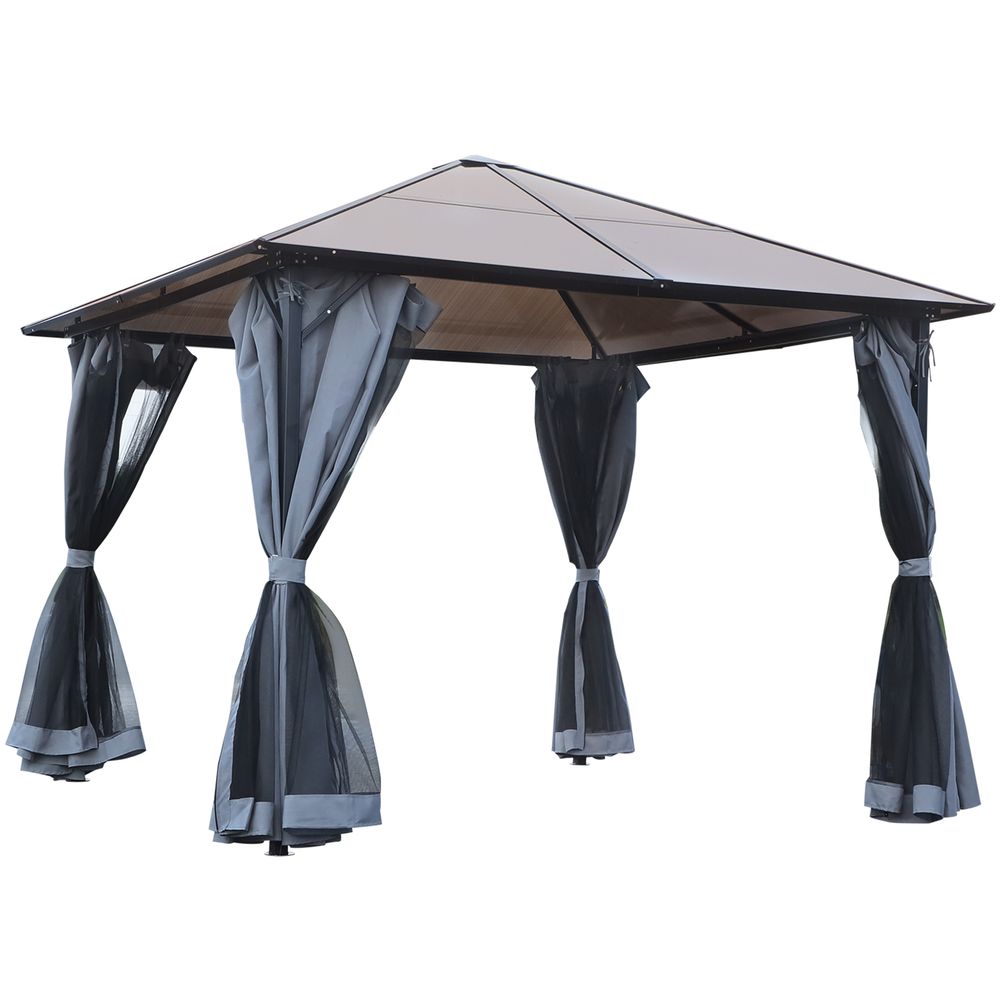 Premium Outdoor Garden Gazebo | xm | Hardtop Roof | Mesh Curtains