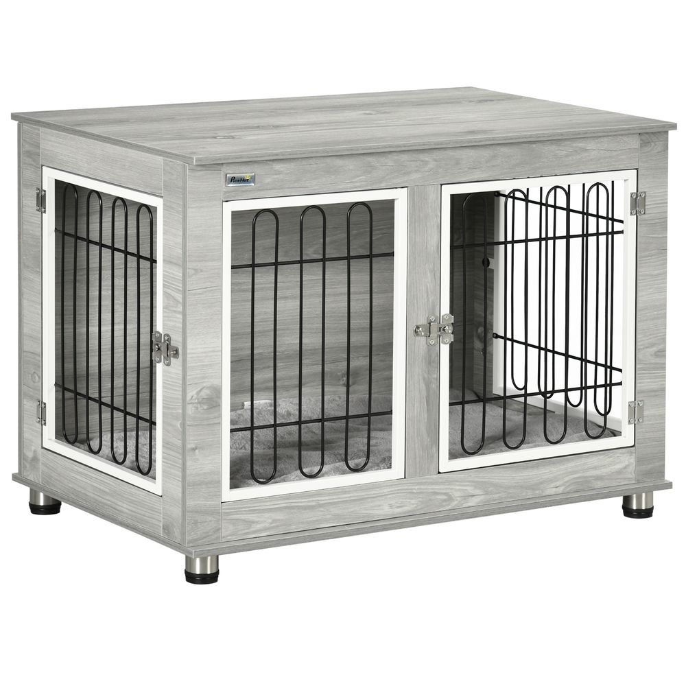 PawHut Dog Crate Furniture, Side End Table, Indoor Dog Kennel with Soft Washable Cushion, Wire Mesh, Large Top, for Medium and Large Dogs, x x