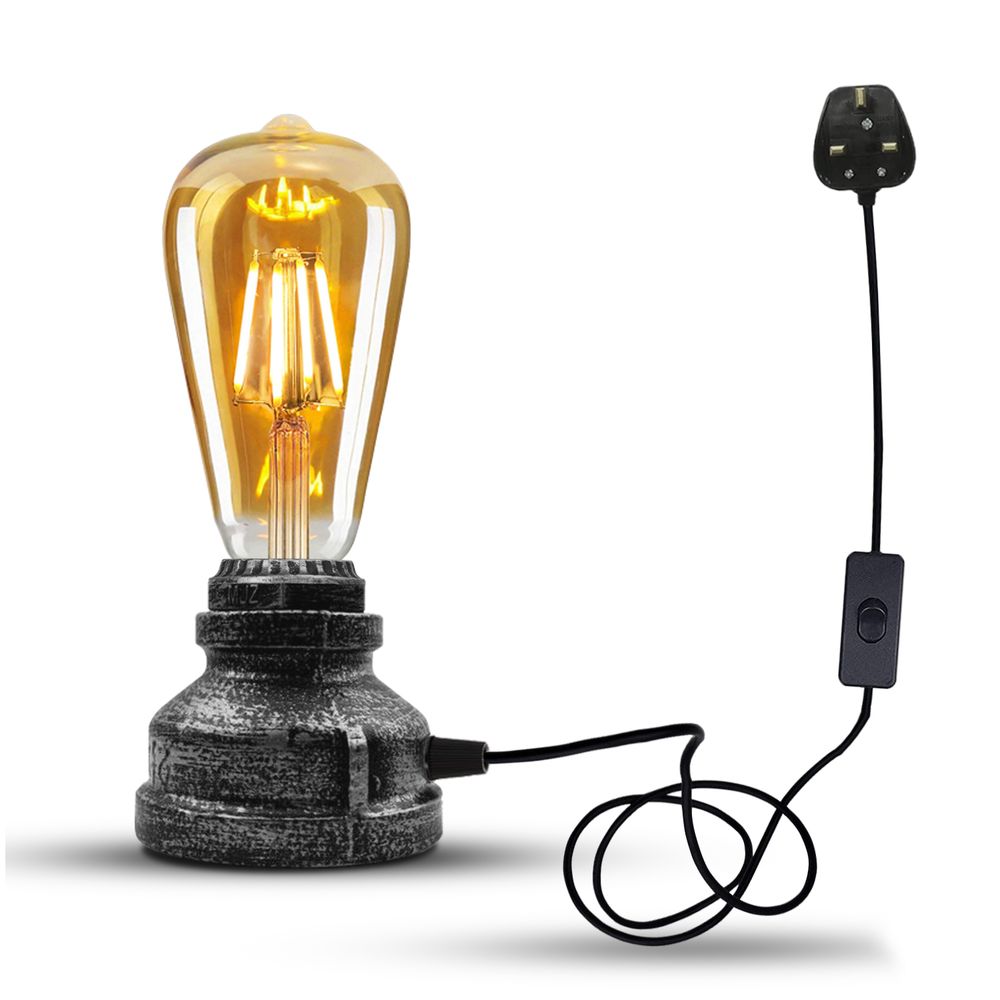 Vintage Industrial Table Lamp Desk Lamp Holder Retro Water Pipe Style E W
