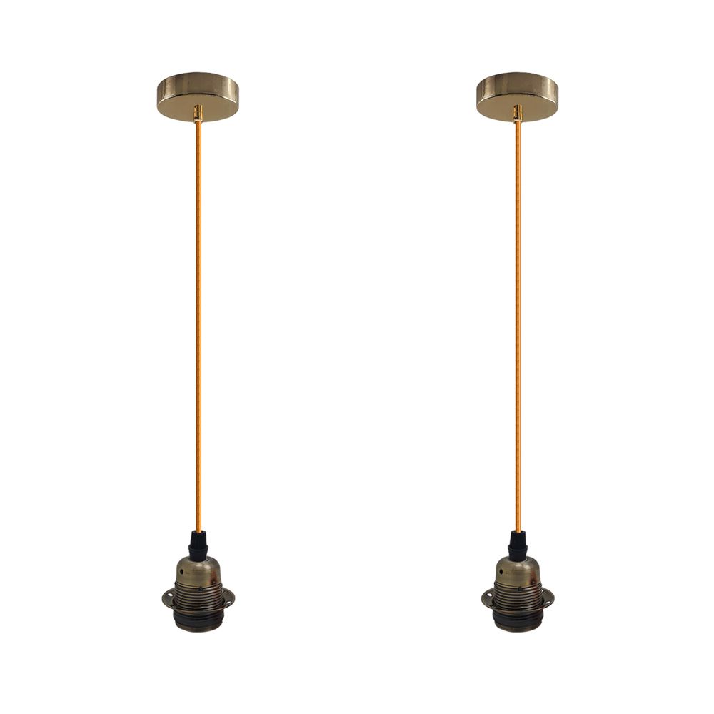 Pack Vintage Industrial Pendant Light,lampshade E Holder Fitting Set - without bulb Green brass