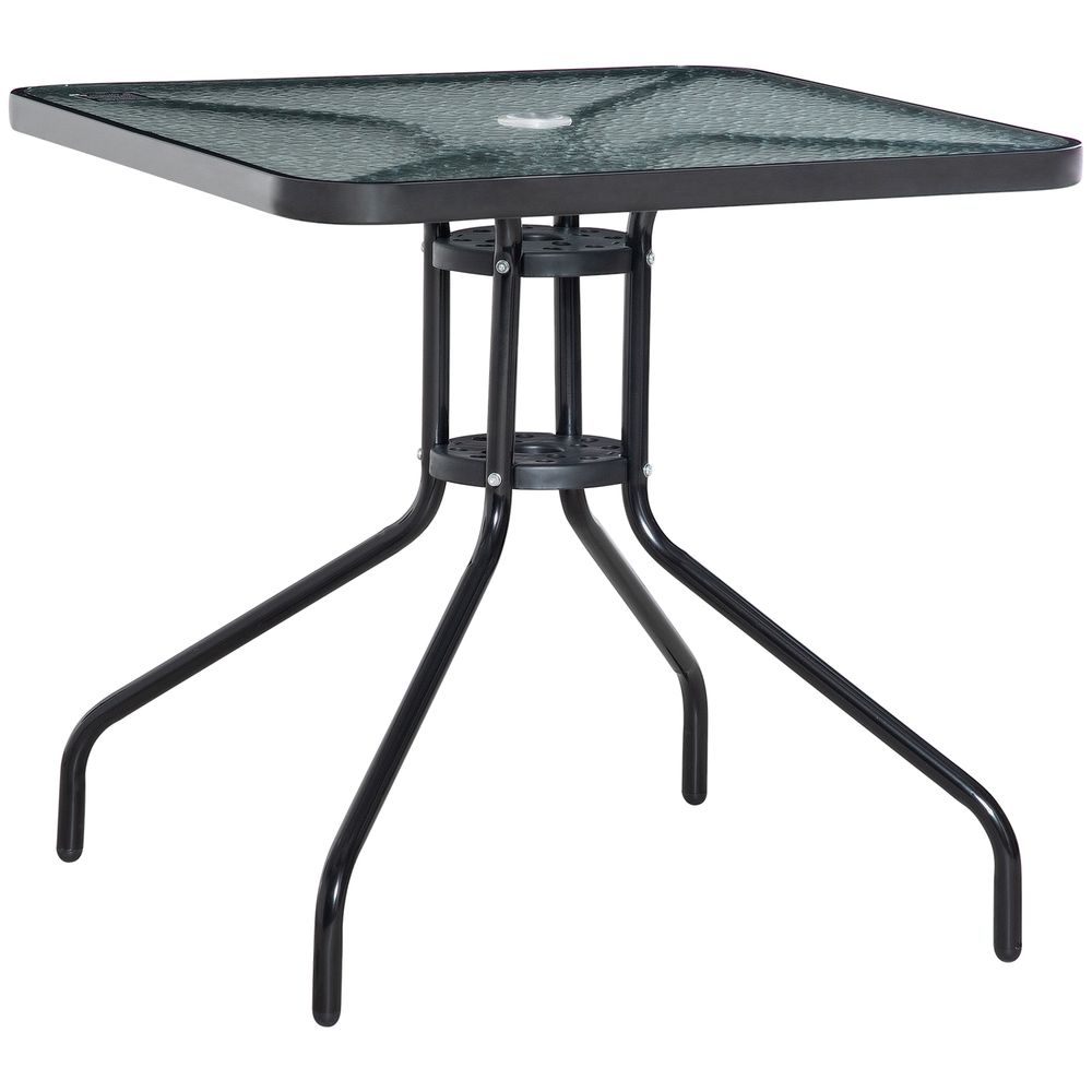 Outsunny Square Patio Table - Tempered Glass Top, Garden Dining - x