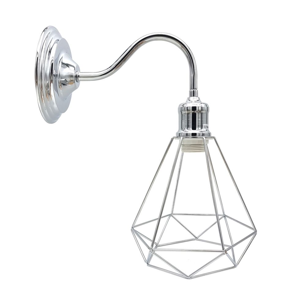 Swan Neck Arm Chrome Wall Lamp Shade E Holder Fitting