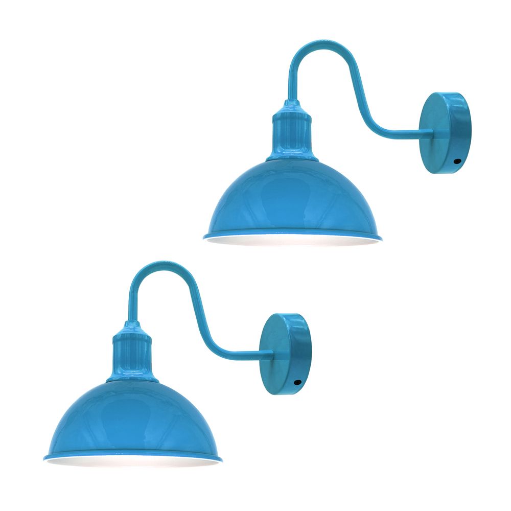 Modern Industrial Swan Neck Metal Arm E Sconce Wall Light Set Fixture for Living Room Dining Room Kitchen. - without bulb Blue