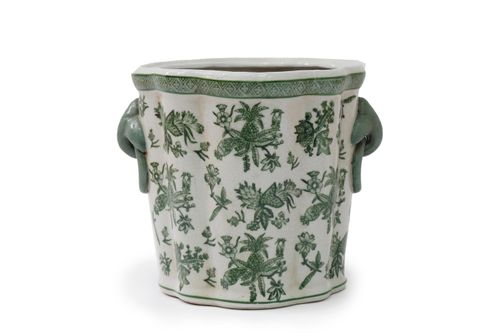 Ceramic Green Parrot Palm Willow Planter