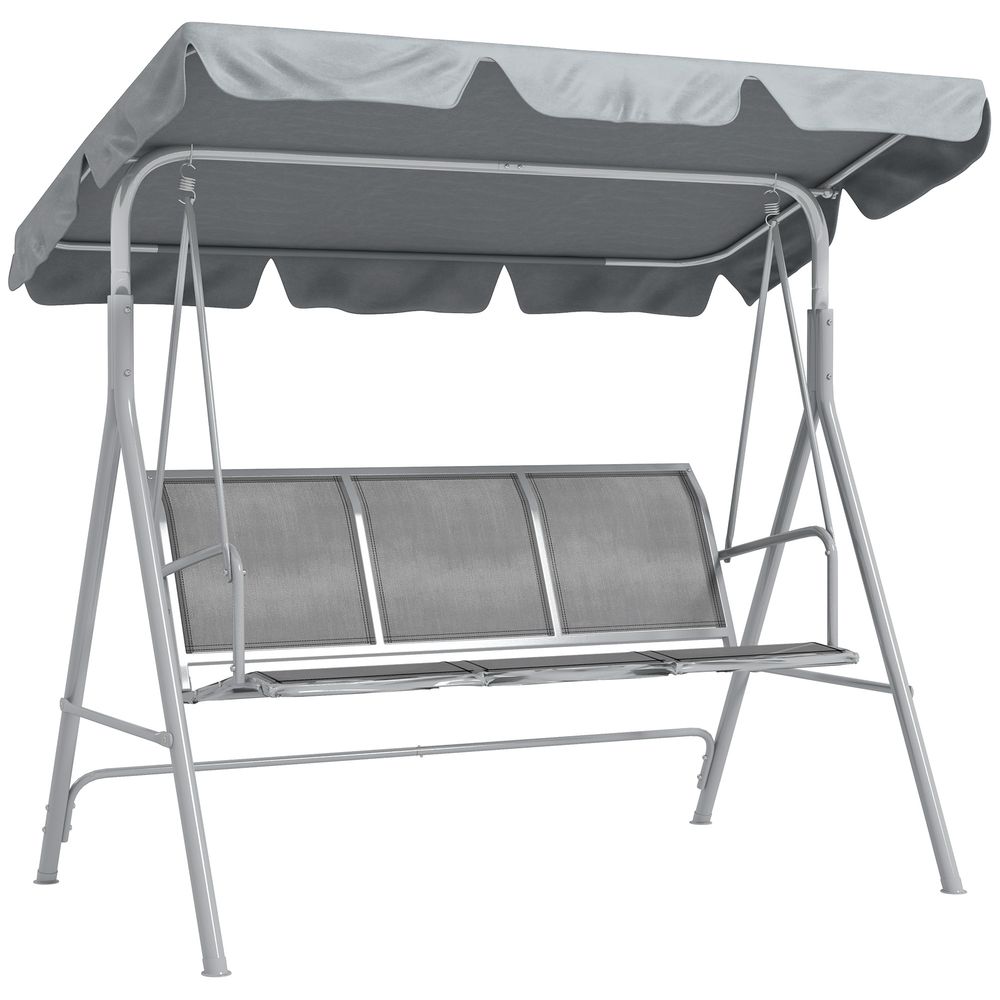 Premium Outsunny Seater Metal Swing Chair - Grey | High-Quality Patio Bench with Canopy