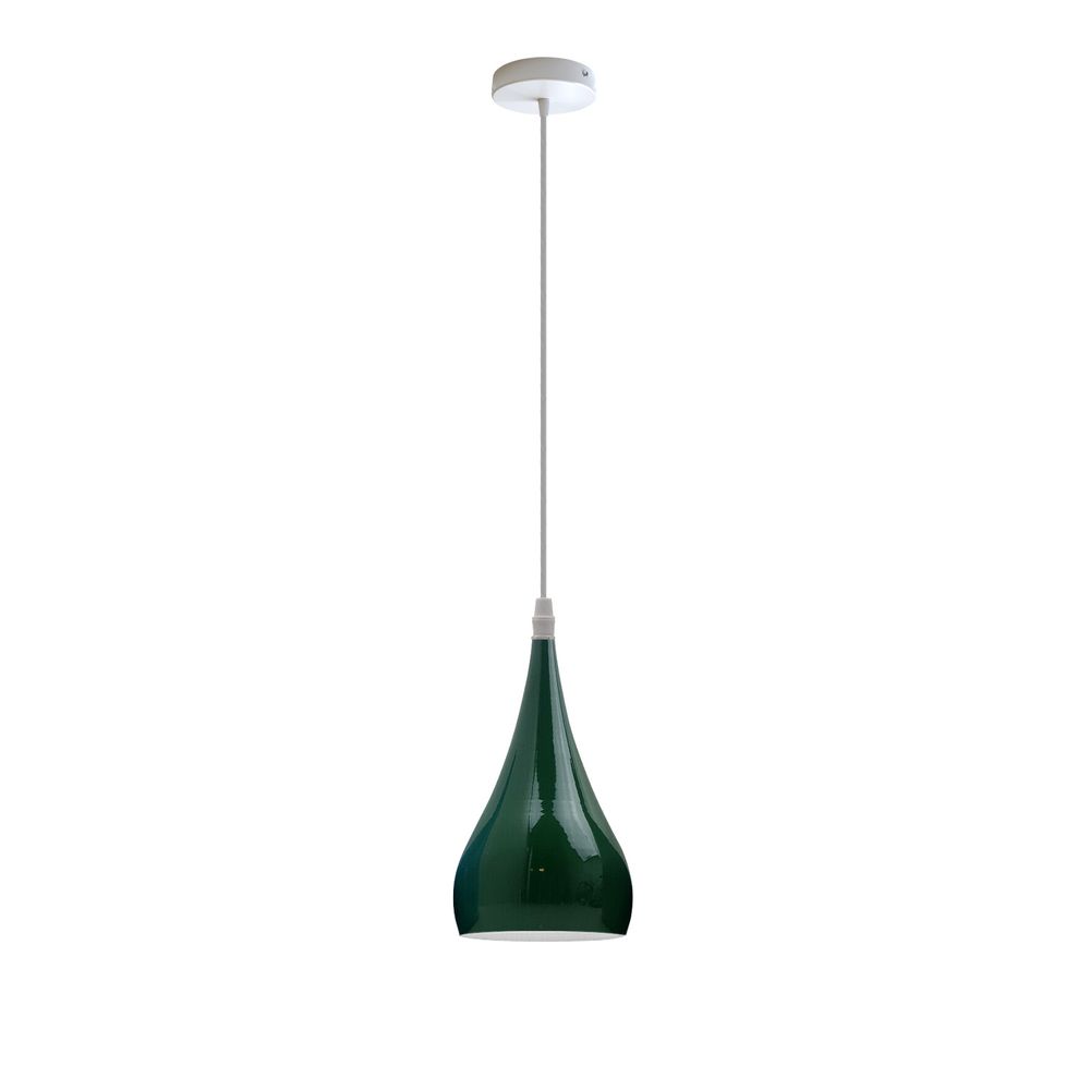 Metal E Teardrop Pendant Light Modern Industrial Hanging Light Fixture - without bulb Green