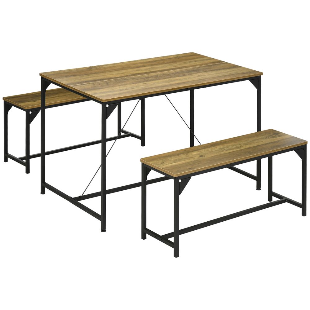Modern Dining Table & Bench Set for , Industrial Style, Space-Saving & Easy to Clean