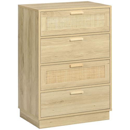 HOMCOM Drawer Dresser, Boho Chest of Drawers Storage Cabinet, Natural