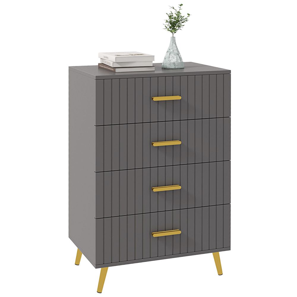 HOMCOM Bedroom Chest of Drawers, -Drawer Dresser with Aluminium Legs