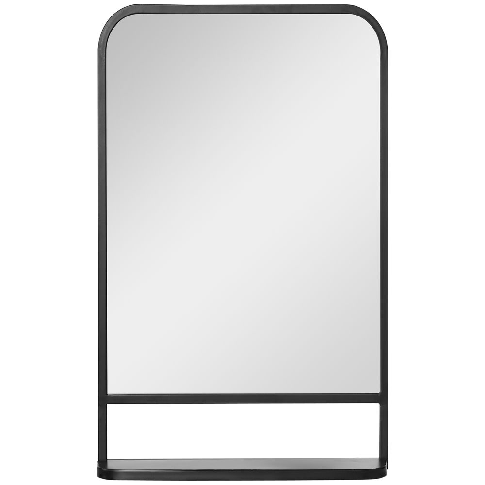 Sleek Square Wall Mirror w Shelf, x - Modern Mirrors for Living Room, Bedroom