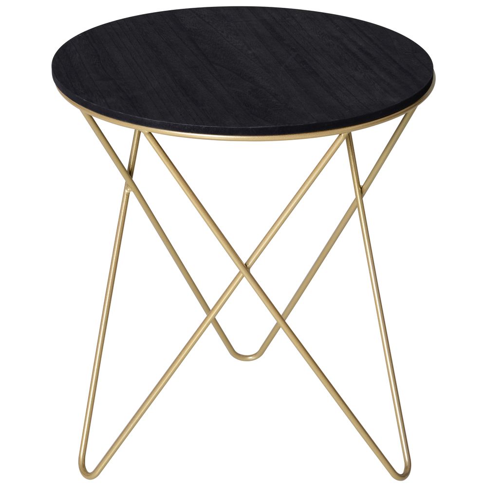 Round Coffee Table Sofa End Side Wood Metal Bedside Table