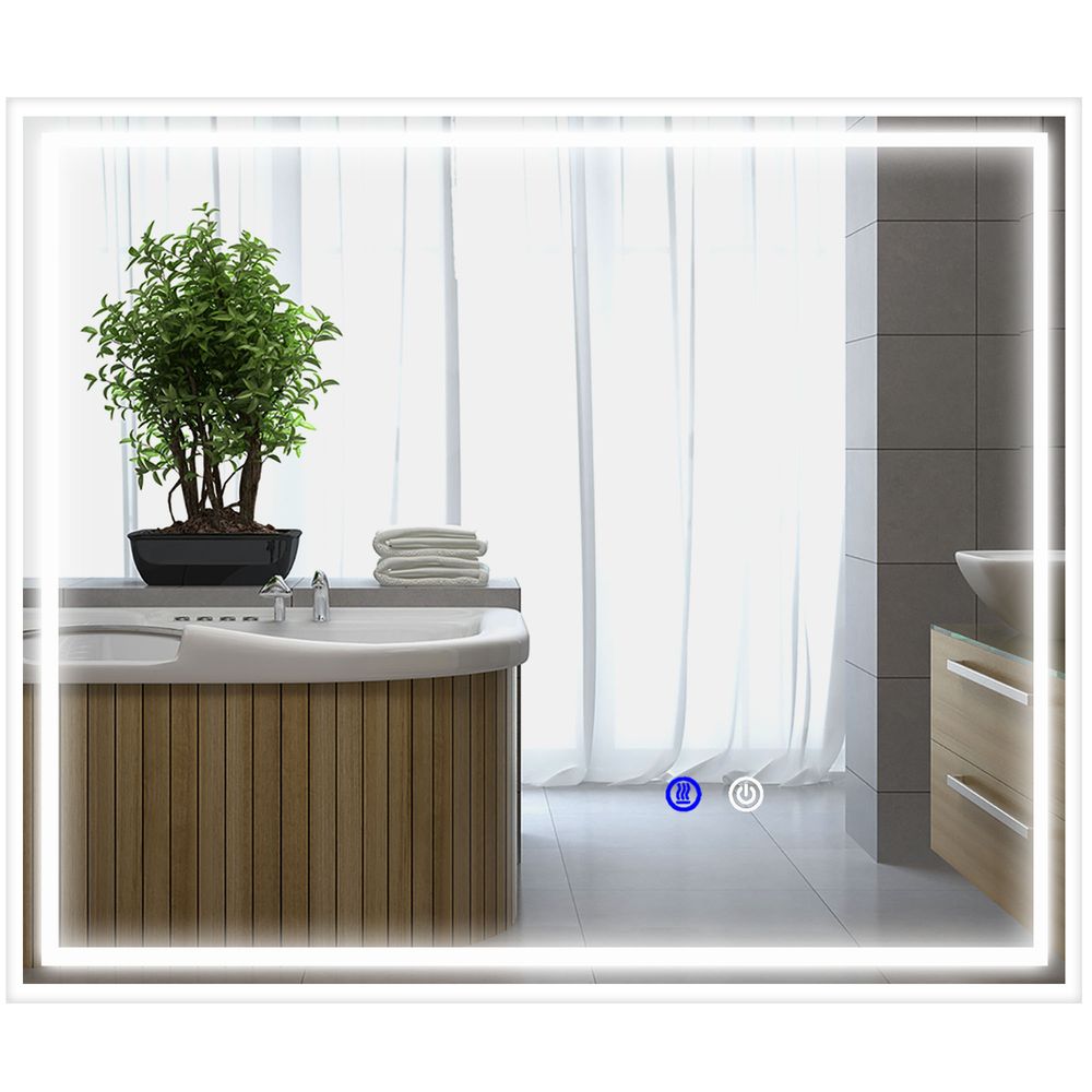kleankin Dimmable Bathroom Mirror with LED Lights, Colours, Defogging Film