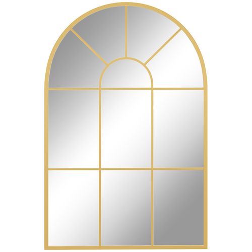HOMCOM Modern Arched Window Wall Mirror for Bedroom, x, Gold Tone