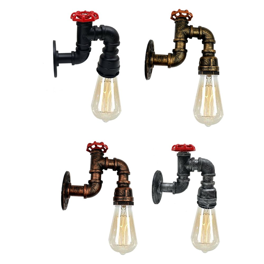 Vintage Industrial Water Pipe Wall Sconce Light E~ - Brushed Copper No
