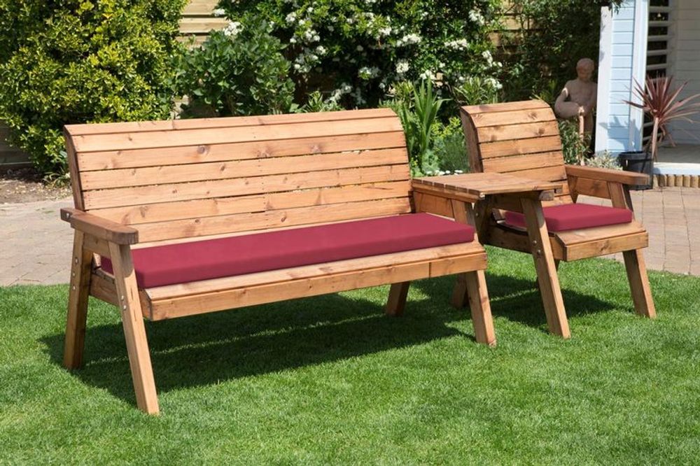 British-Made Seater Companion Set - Classic Design, FSC Wood, Rustproof Bolts - Year Guarantee - With Burgundy Cushion