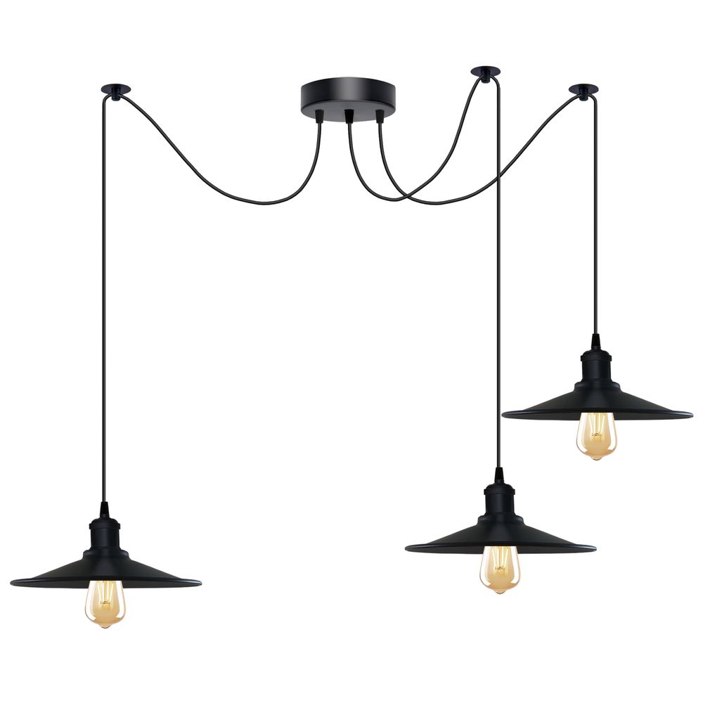 Black Vintage Head Cone shaped shade Ceiling Pendant Light Fitting with Adjustable Cord Hanging Light Fixture