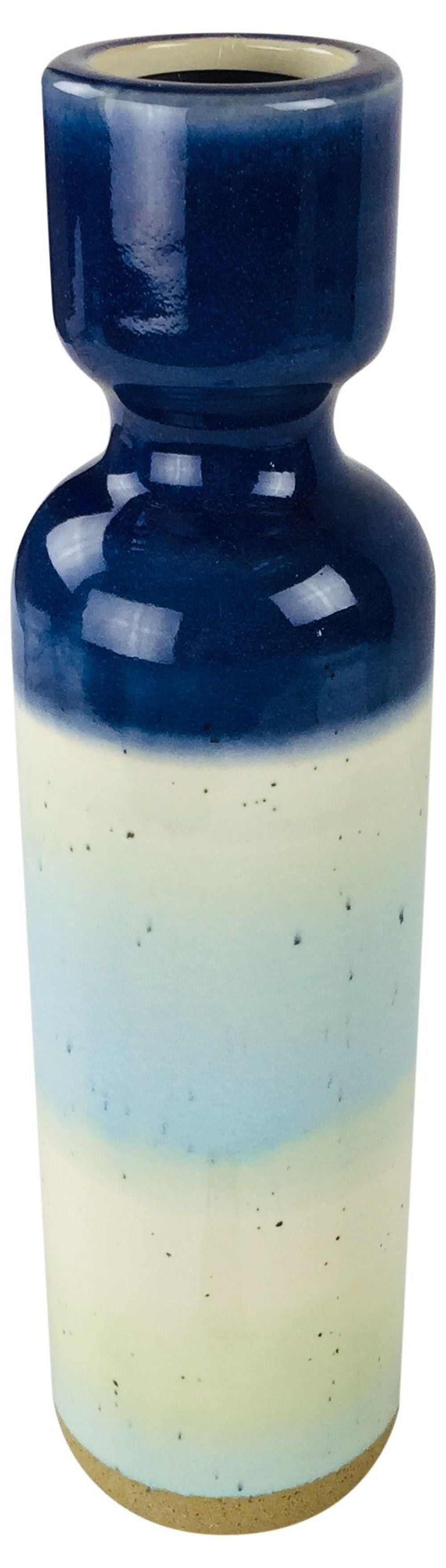 Handcrafted Glazed Ceramic Sea Life Candle Holder - Blue Gradient Design -