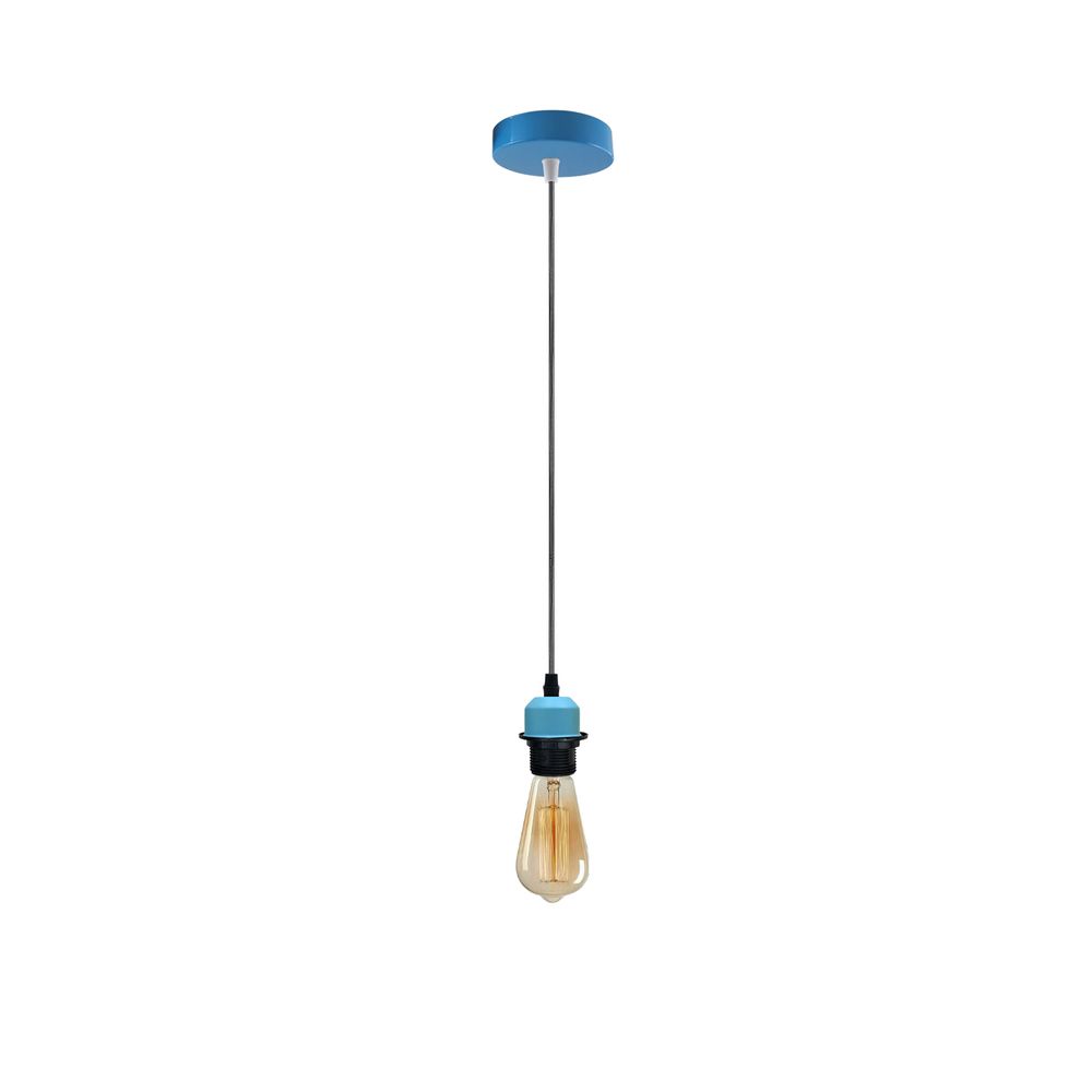 Industrial Blue Pendant Light Fitting, Lampshade Addable E Lamp Holder Holder Fitting Set With PVC Cable.