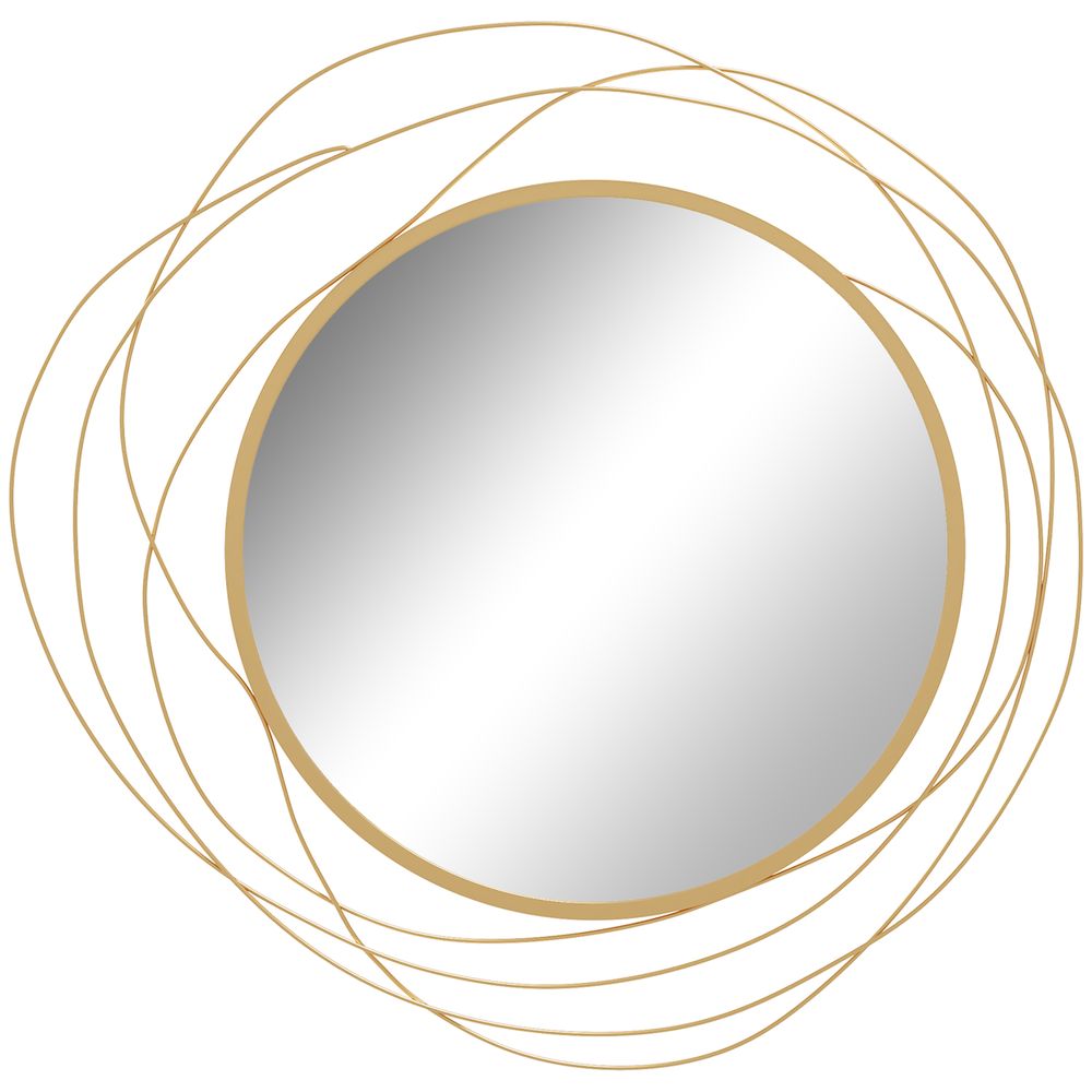 HOMCOM Metal Wall Art Round Mirror for Living Room Dining Room Gold Tone