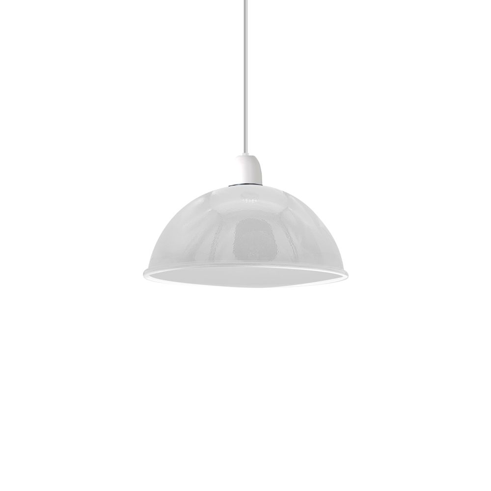 Vintage White Industrial Easy Fit Dome Shaped Lamp Shade Ceiling, Pendant, Wall Light Metal E Light Fitting W