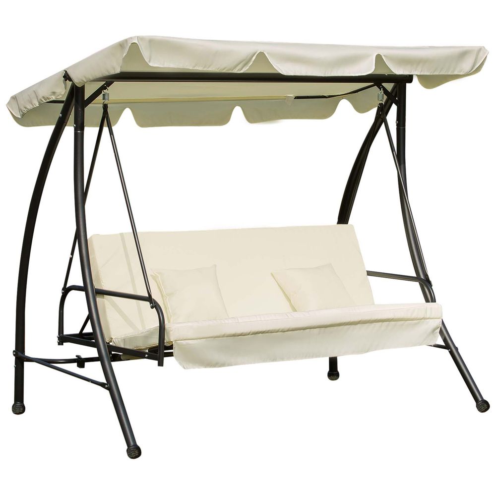 Outsunny -in- Swing Chair, Convertible Bed, Durable Steel Frame