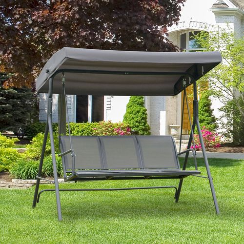 Seater Garden Swing Chair Grey Hammock Canopy Patio Outdoor Bench