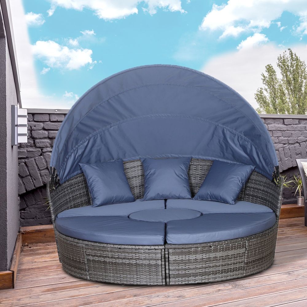 Pc Outdoor Plastic Rattan Wicker Sofa Bed Sectional Set