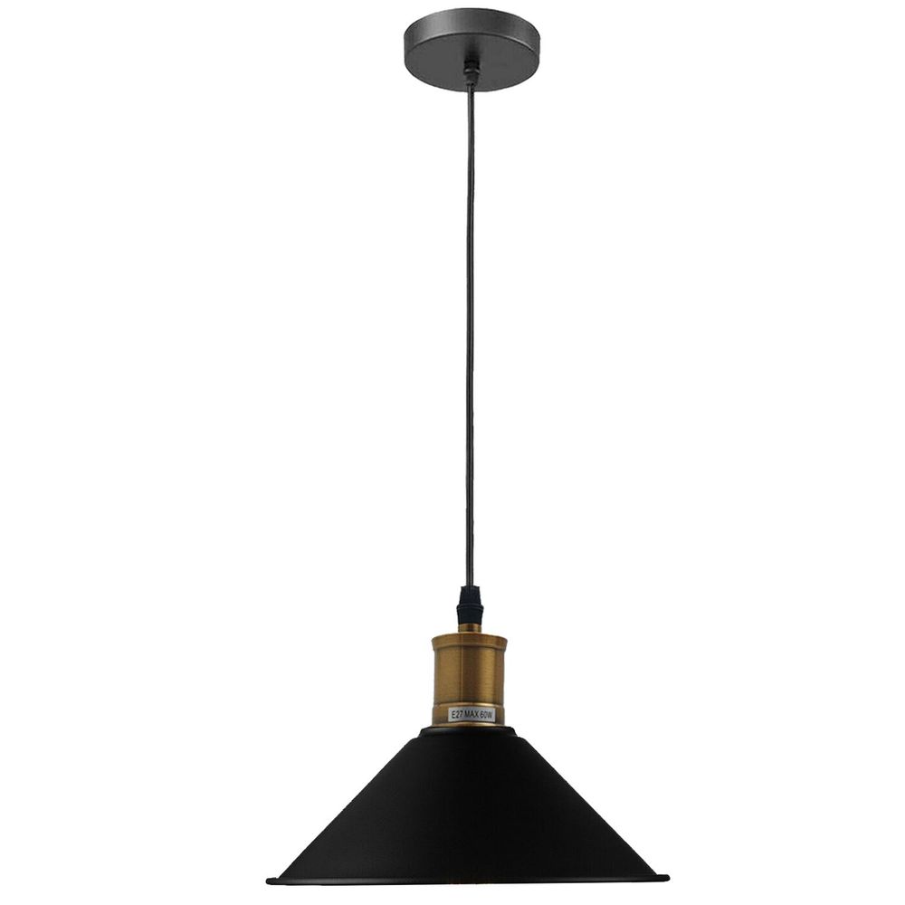 Vintage Industrial Ceiling Pendant Light Retro Loft Style Metal Shade Lamp - Without Bulb Black