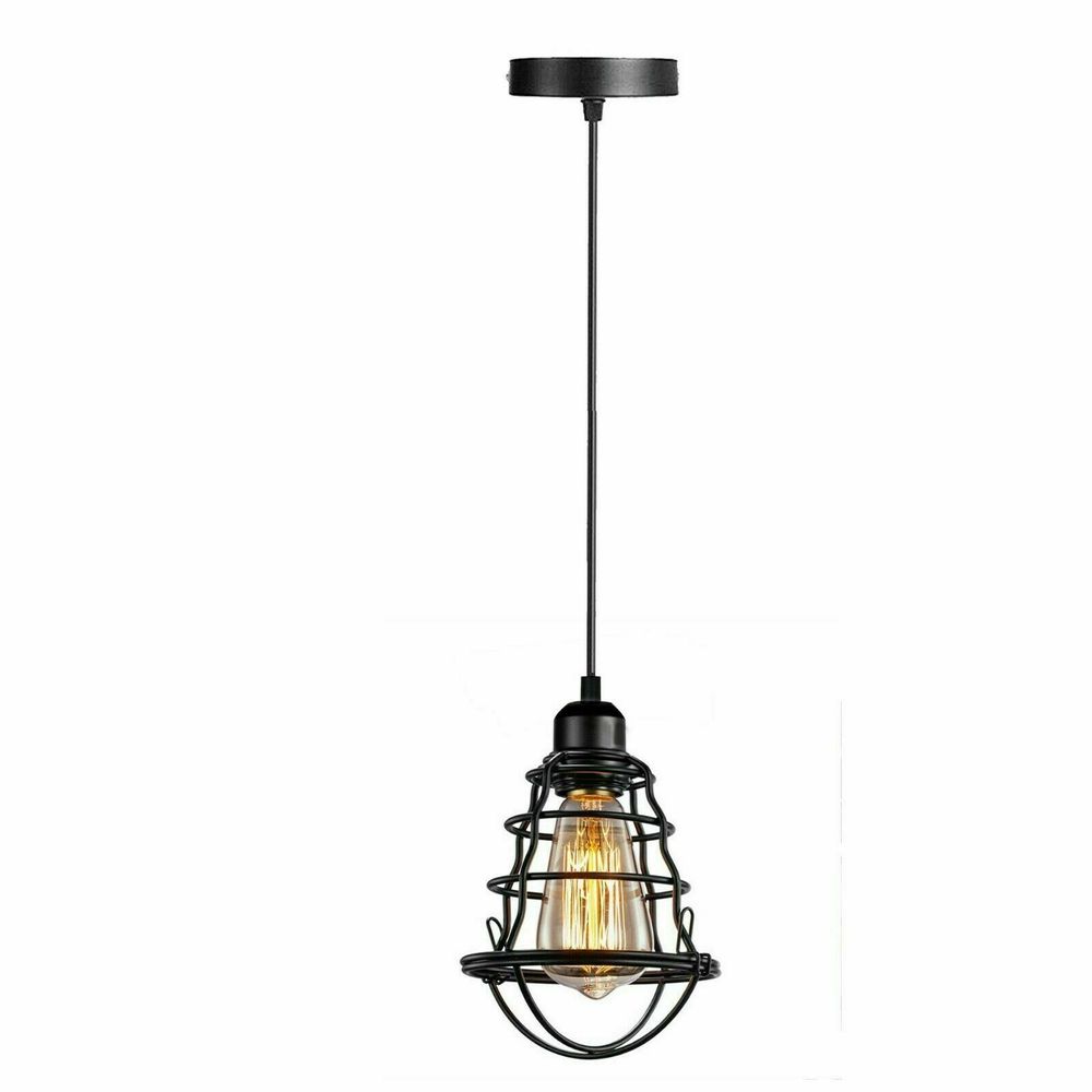 Vintage Modern Black Hanging Pendant Light Ceiling Lamp With Adjustable Wire For Kitchen, Bedroom, Living room