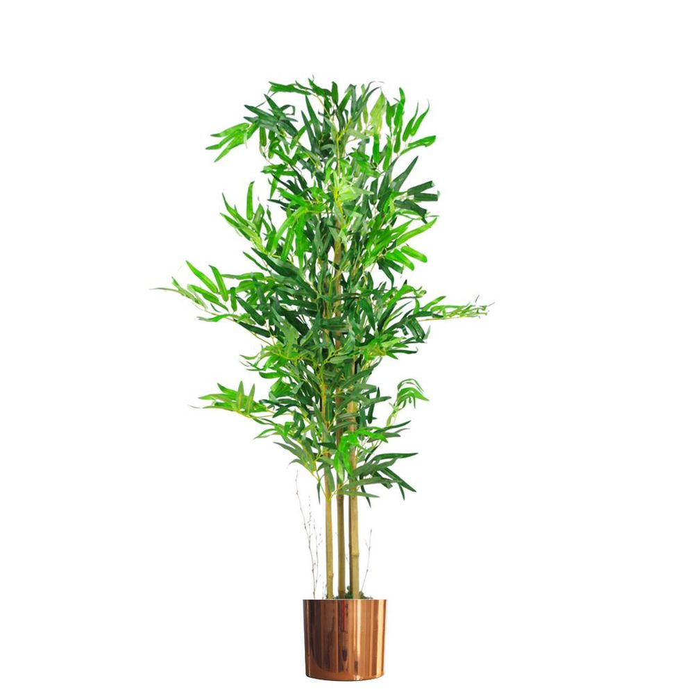 Premium ft Realistic Artificial Bamboo Plants Trees - High Quality, Copper Metal Planter