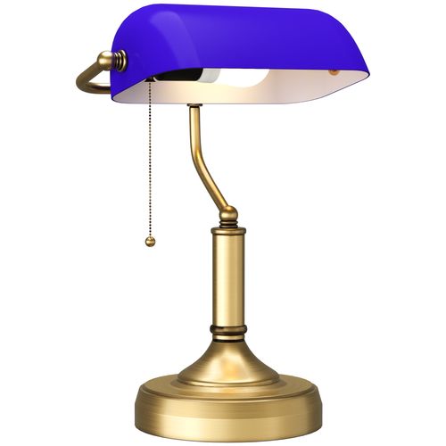 HOMCOM Banker's Table Lamp w Antique Bronze Tone Base