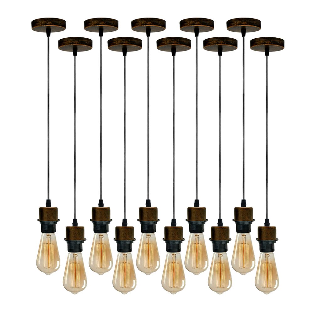 -Pack Industrial Pendant Lights, Brushed Copper, E Lamp Holder, Addable Lampshade, Quality Product