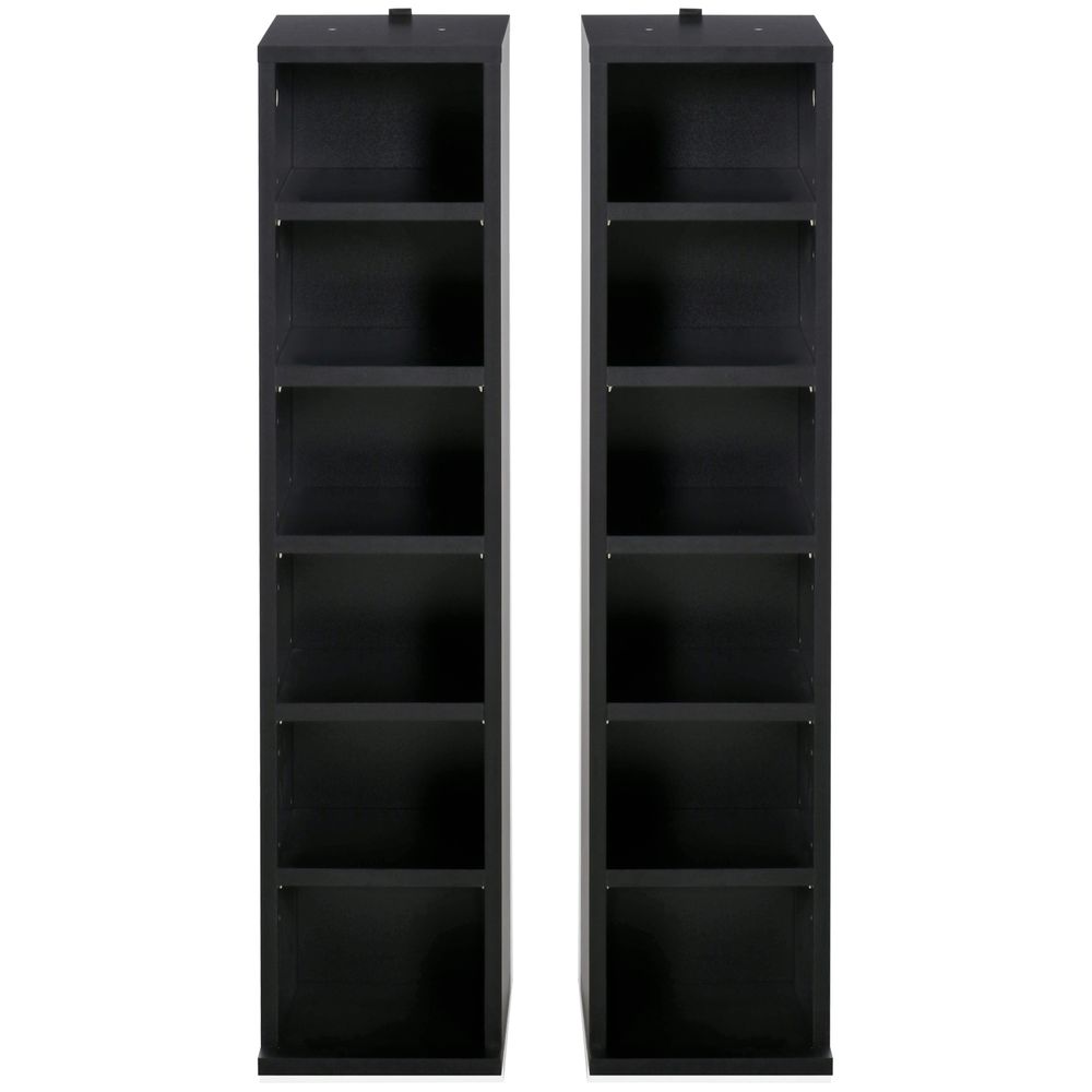 HOMCOM CD Media Display Shelf Unit Set of Blu-Ray Tower Rack wAdjustable Shelves Bookcase Storage Organiser, Black